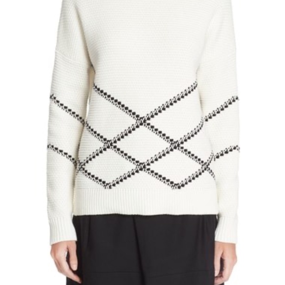 VINCE Intarsia Crew Neck Cotton Sweater (NWT) - Picture 3 of 8